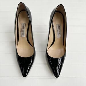Jimmy Choo Romy Pump Black Patent Leather Classic Stiletto Heel 39.5